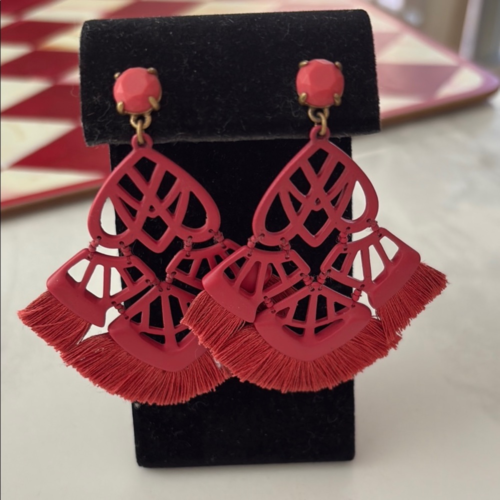 Stella & Dot  Red Statement Earrings
